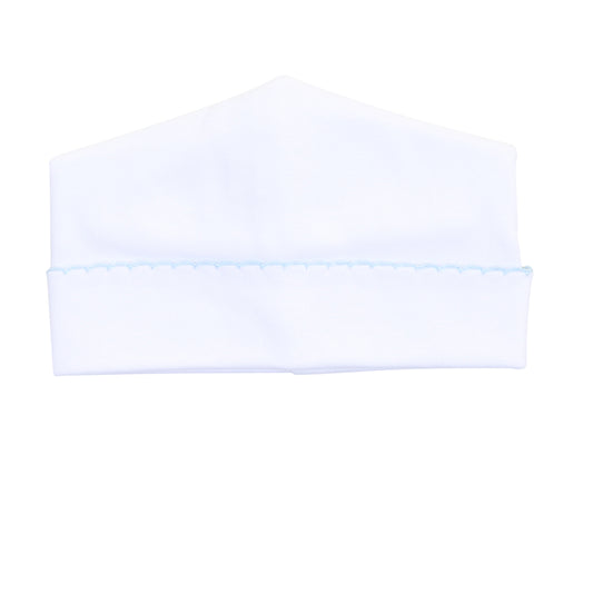 Solid White Essentials Hat with Blue Trim