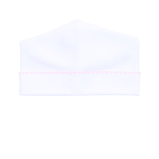 Solid White Essentials Hat with Pink Trim